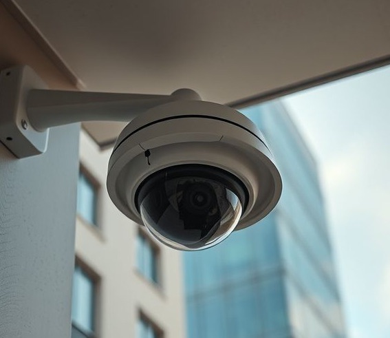 Kamera monitoringu na elewacji budynku